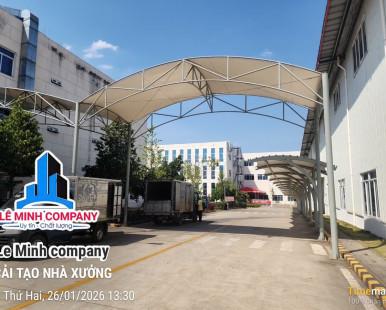 Nghiệm thu hết bảo hành công trình lắp đặt mái che lối đi công ty KUKA VN. KCN Đồng Xoài III